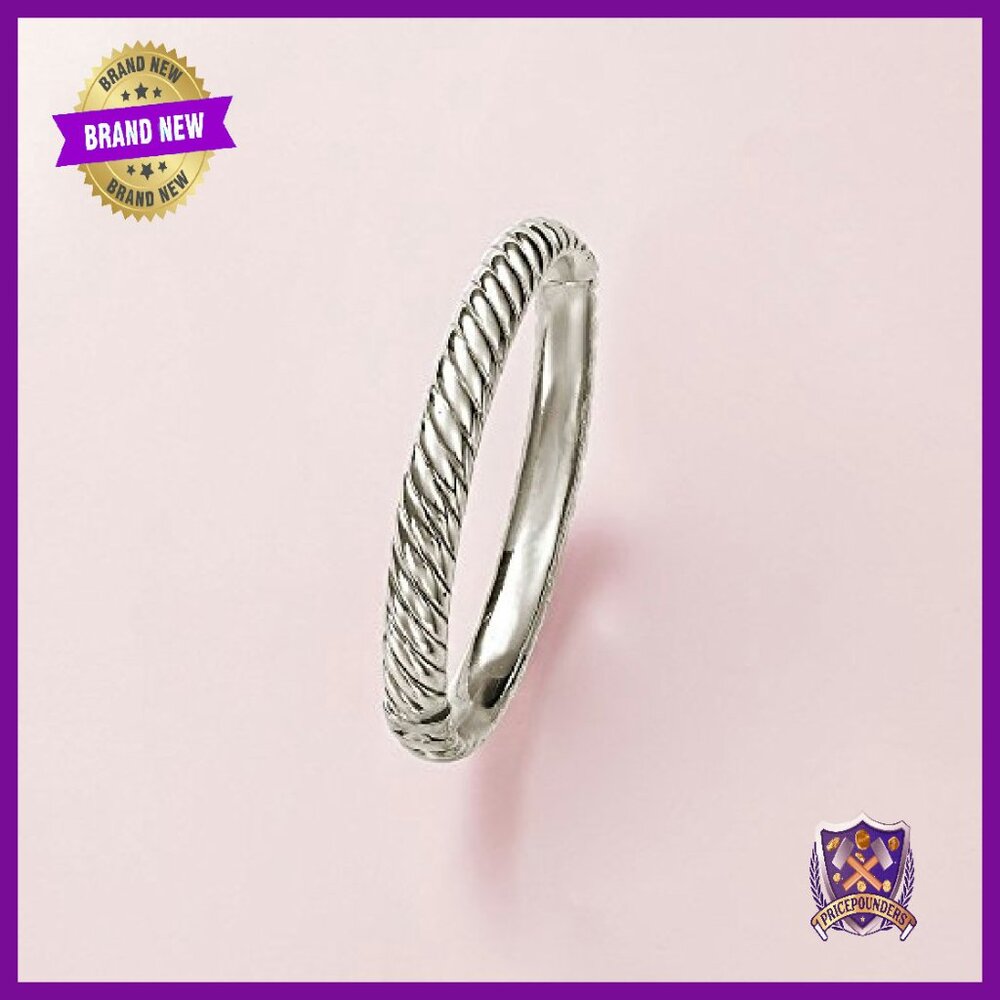 Sterling Silver Spiraled Oval Bangle Bracelet 8.5… - image 4